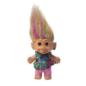 Vintage Russ Troll Doll 90's Retro Outfit Pierced Ear Multicolor Hair Collector